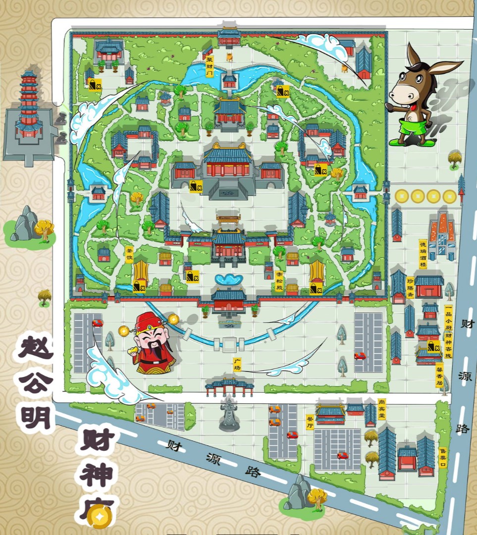 元门乡寺庙类手绘地图